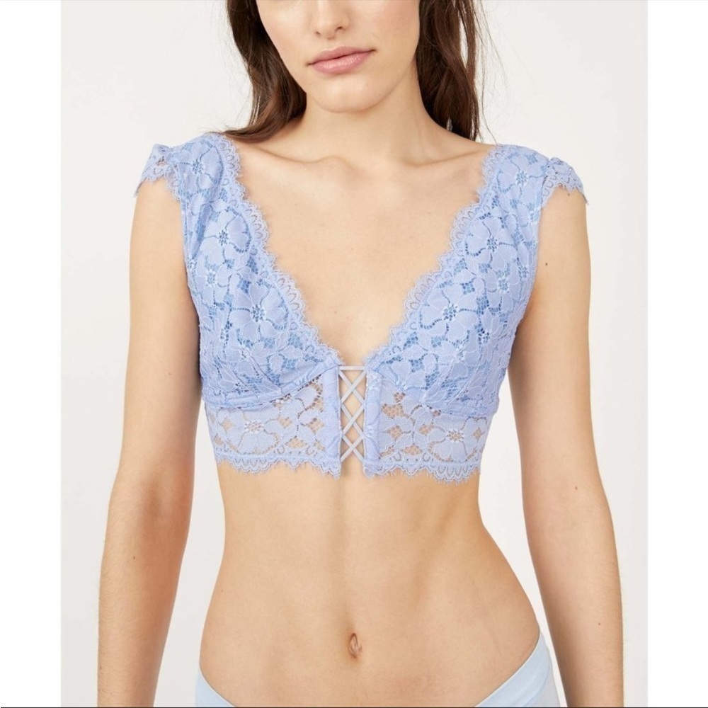 NWT Free People In The Clouds Longline Bralette Cornflower Blue - Picture 2 of 8